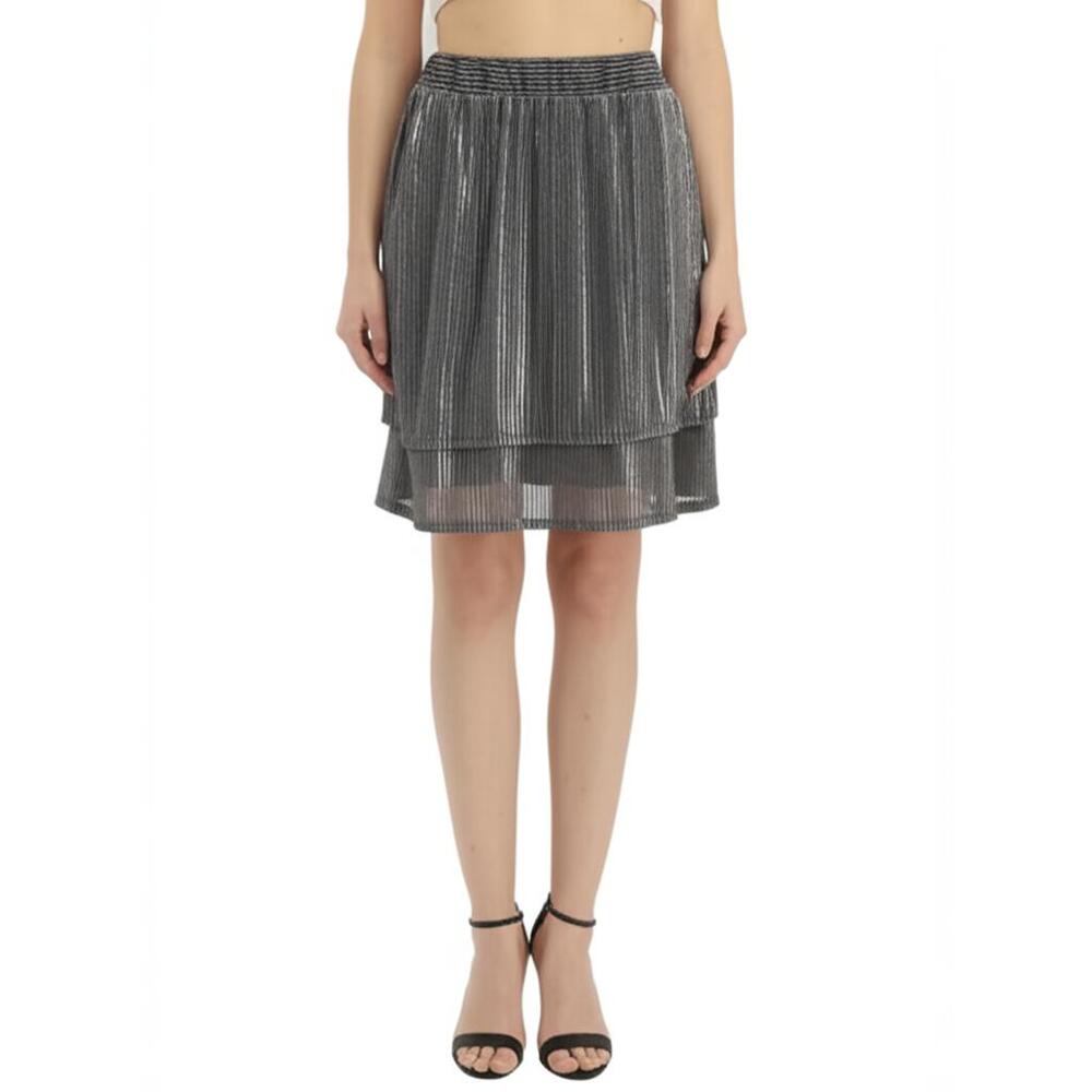 Potter’s Pot Skirt Size Large Black Metallic Pleated Layered A-Line Pull-On New